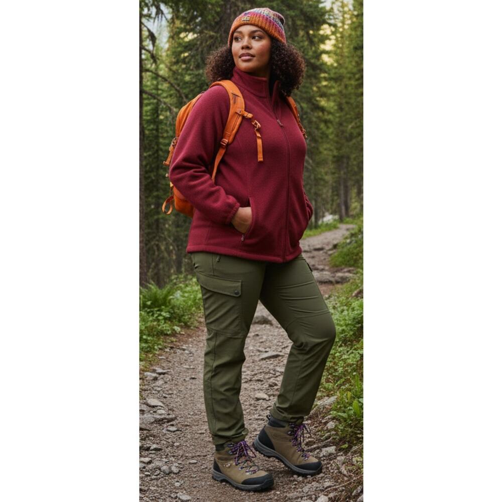 North River Women 2x "Biking Red" Full Zippered Fleece Jacket Gorpcore Outdoor